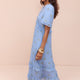 Lyra Silk Blend Dress - Blue Floral Cluster