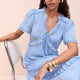 Lyra Silk Blend Dress - Blue Floral Cluster