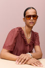 Edith Silk Blend Blouse - Rust