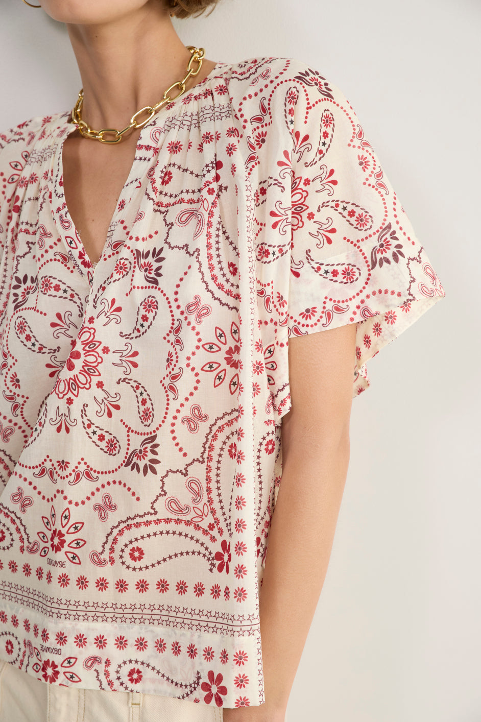 DB x WYSE Blouse - Ivory Bandana Print