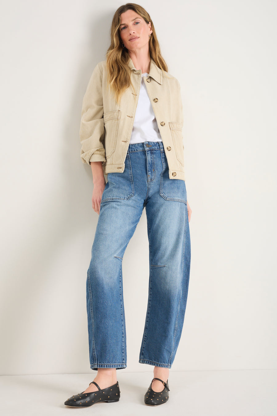 Amelia Carpenter Pocket Horseshoe Jean - Mid Wash