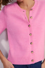 Ava Short Sleeve Cardigan - Peony