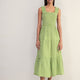 Bliss Dress - Fern Green Floral Stamp
