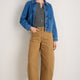 Charlie Curved Pocket Horseshoe Jean - Cumin Brown