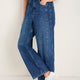 Charlie Curved Pocket Horseshoe Jean - Dark Mid Wash