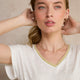 Chiara Linen V Neck Tee - White