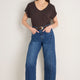 Chiara Linen V Neck Tee - Cocoa