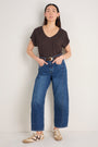 Chiara Linen V Neck Tee - Cocoa