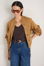 Chiara Linen V Neck Tee - Cocoa