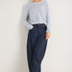 Chrissie Cashmere Jumper - Chambray Blue/Ivory Micro Stripe