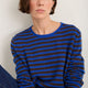 Chrissie Cashmere Jumper - Cobalt/Chocolate/Metallic Stripe