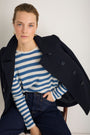 Chrissie Cashmere Jumper - Denim Blue/Ivory Stripe
