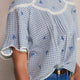 Dominique Top - White/Blue Check