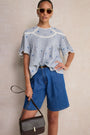 Dominique Top - White/Blue Check