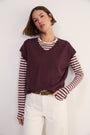 Fleur Linen Cotton V-Neck Tank - Raisin