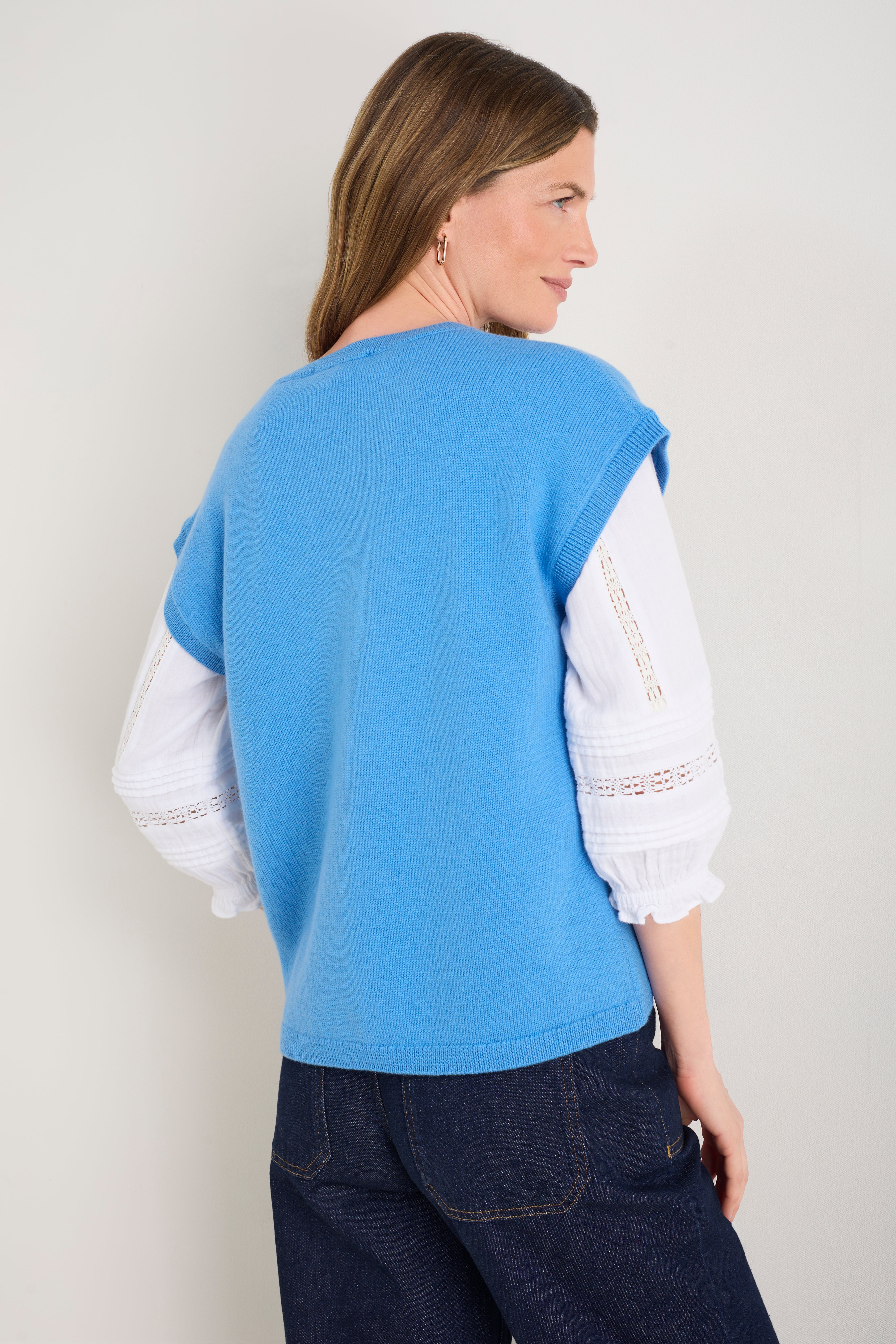 Fleur Merino Tank - Coastal Blue