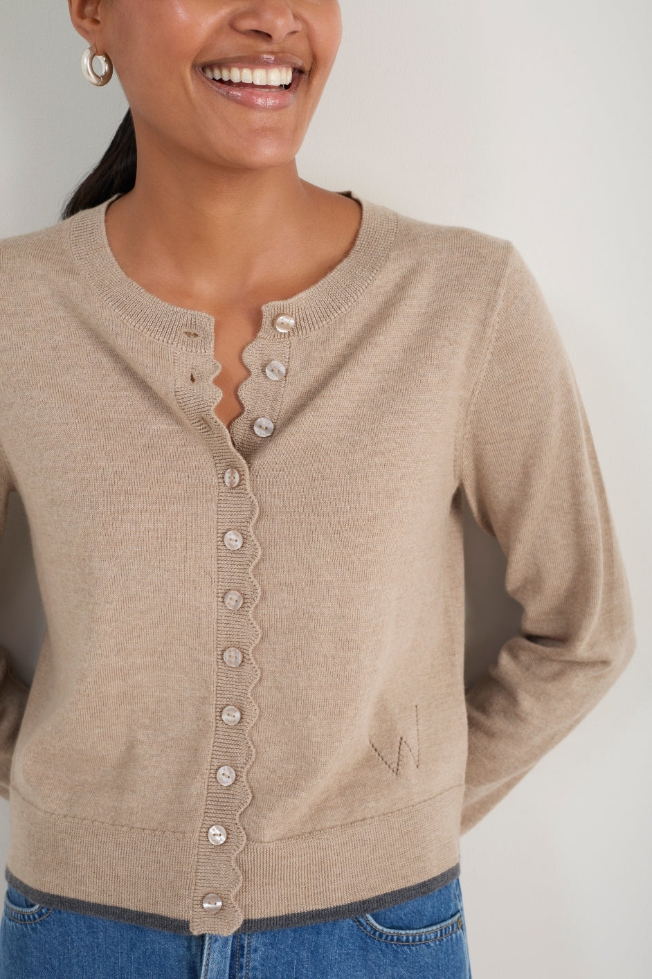 Fleurine Cropped Cardigan - Oat Melange