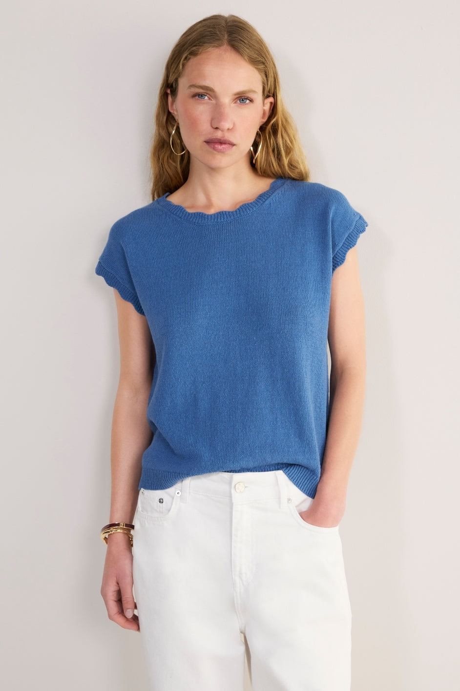 Fleurine Linen Cotton Tank - Coastal Blue
