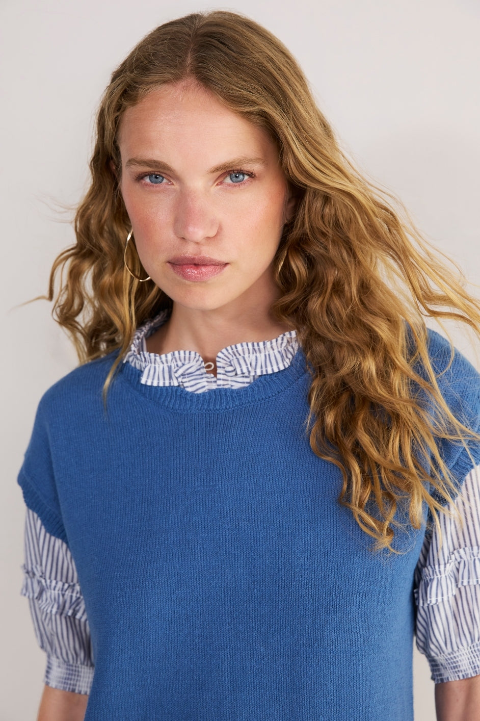 Fleurine Linen Cotton Tank - Coastal Blue