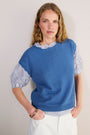Fleurine Linen Cotton Tank - Coastal Blue