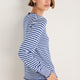 Fleurine Scallop Jumper - Midnight/Ivory Micro Stripe