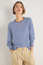 Fleurine Scallop Jumper - Midnight/Ivory Micro Stripe