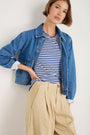 Fleurine Scallop Jumper - Midnight/Ivory Micro Stripe