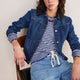 Fleurine Scallop Jumper - Midnight/Ivory Micro Stripe