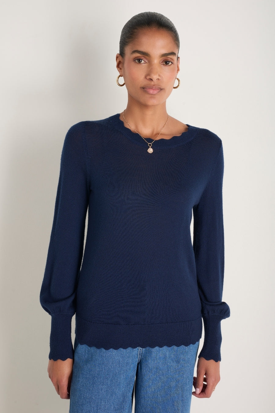 Fleurine Scallop Jumper - Midnight