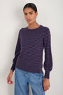 Fleurine Scallop Jumper - Denim Blue/Deep Fig Stripe
