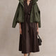 Billie Funnel Hooded Bomber Jacket - Soft Khaki