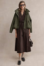Billie Funnel Hooded Bomber Jacket - Soft Khaki