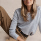 Chrissie Cashmere Jumper - Chambray Blue/Ivory Micro Stripe