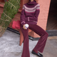 Flossie Carpenter Flare Cord Trouser - Raisin