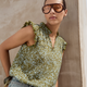 Marlow Top - Deep Olive Mono Floral