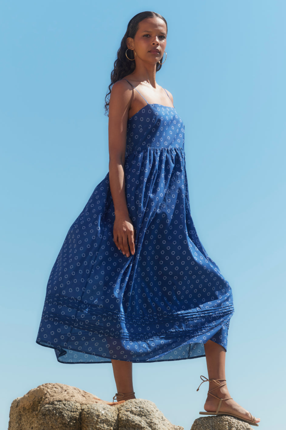 Maddison Dress - Soft Cobalt Shibori