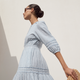 Georgina Dress - Blue/Ivory Stripe