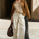 Fleurine Linen Cotton Tank - Tan/Ivory Stripe