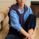 Fleurine Scallop Jumper - Denim Blue/Deep Fig Stripe