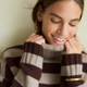 Liana Chunky Funnel Neck Jumper - Chocolate/Oat Stripe