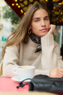 Liana Chunky Crew Neck Jumper - Taupe