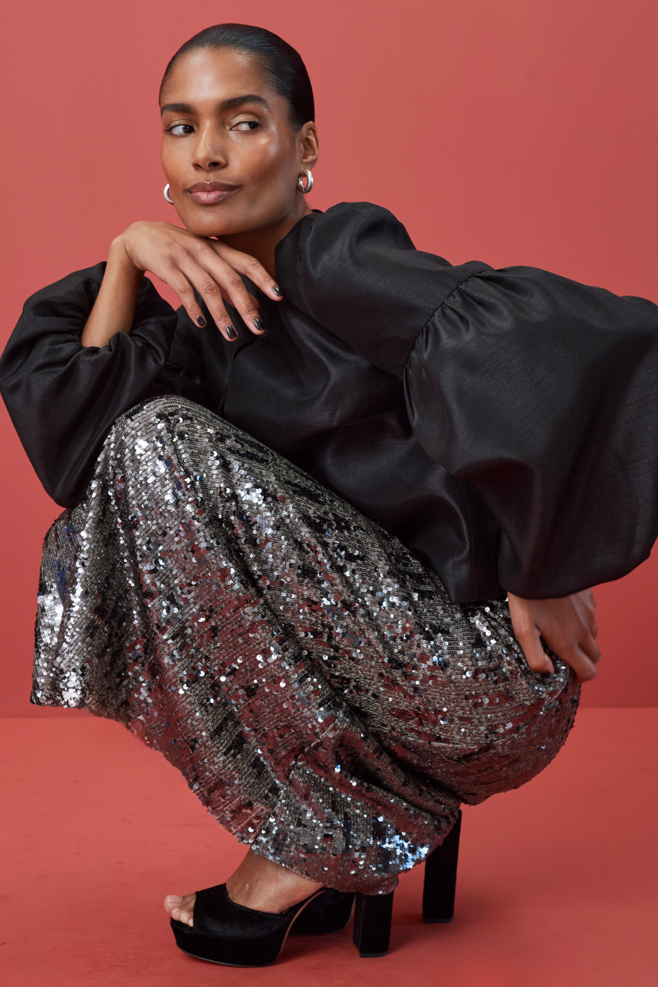 Suzy Sequin Skirt - Pewter