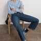 Charlie Curved Pocket Horseshoe Jean - Dark Mid Wash
