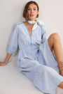 Georgina Dress - Blue/Ivory Stripe