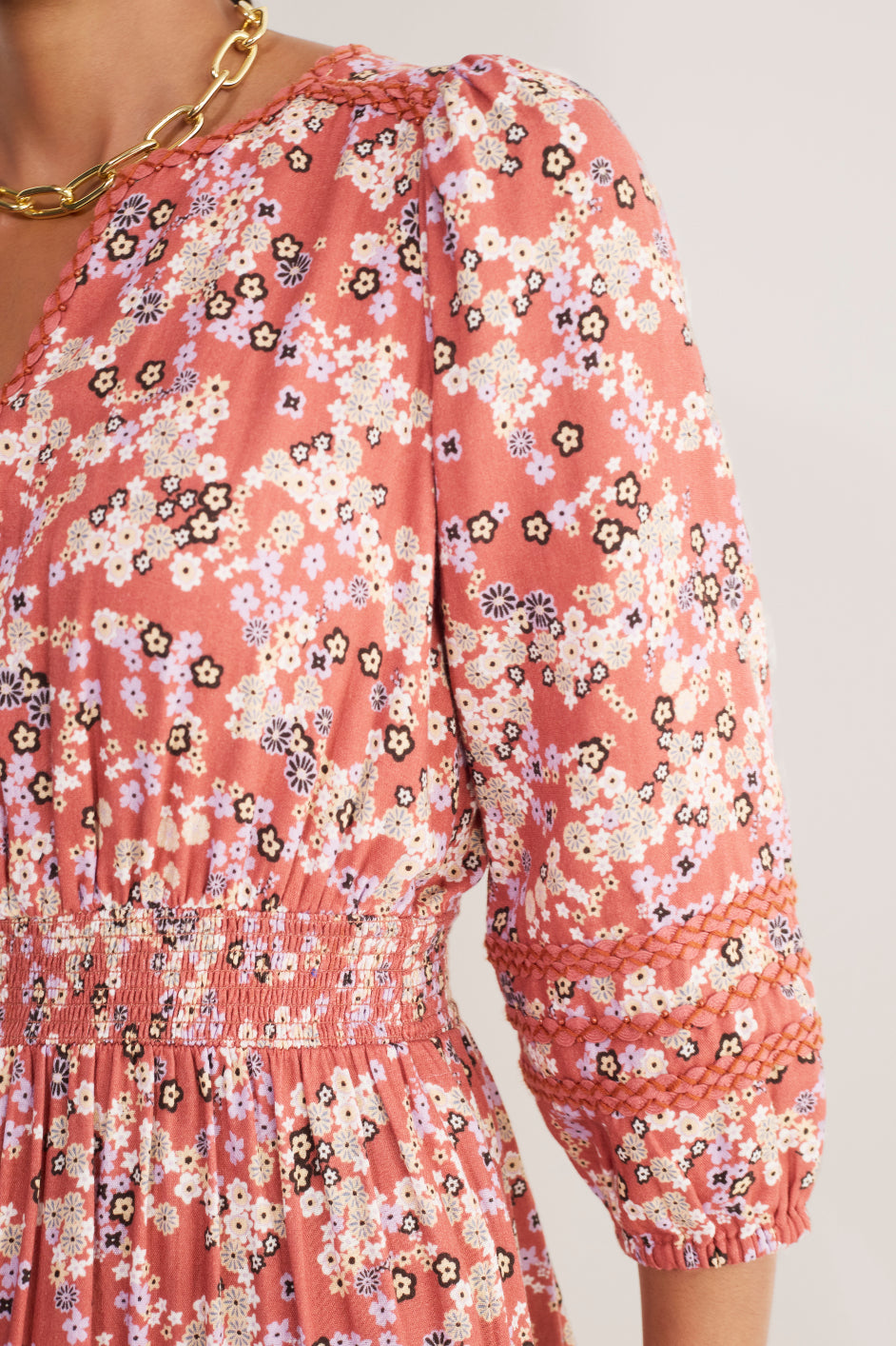 Georgina Dress - Warm Clay Layered Ditsy