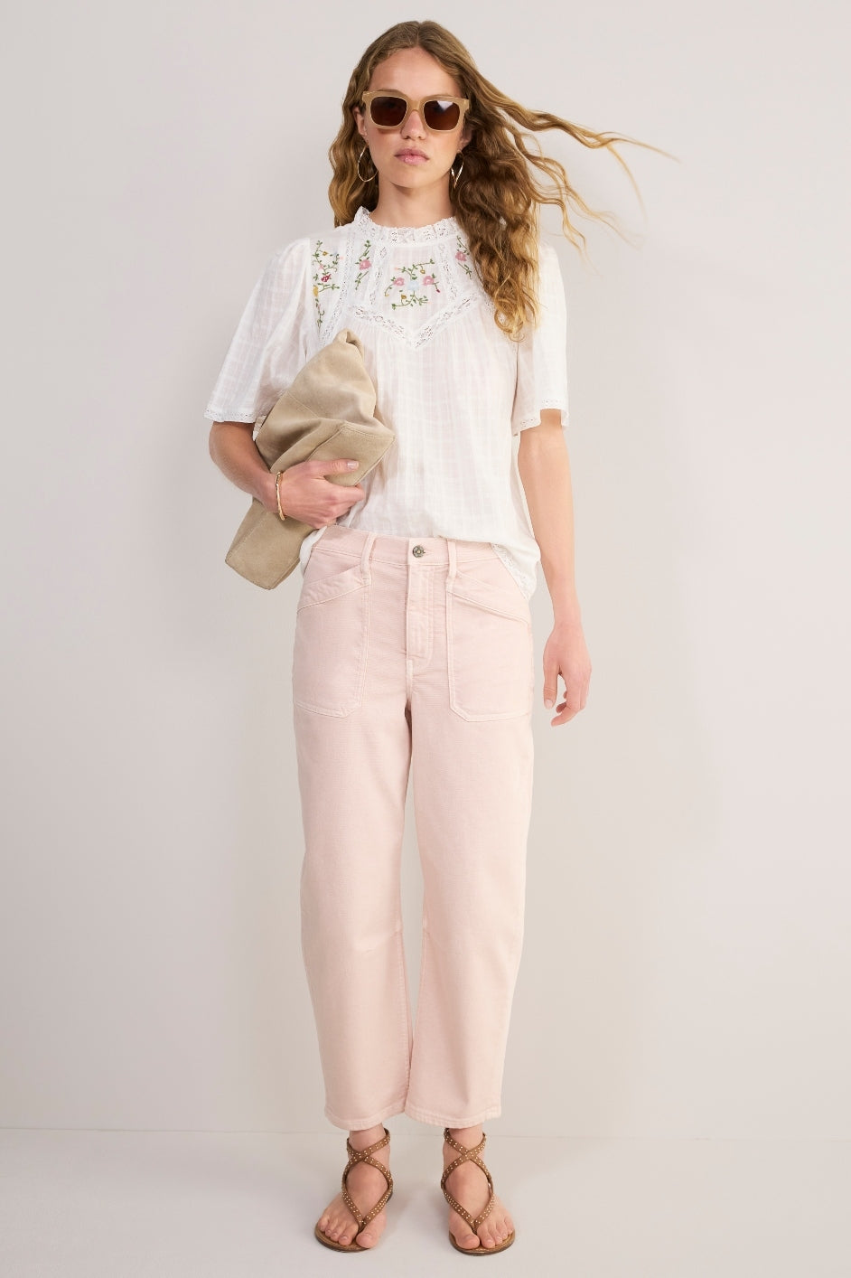 Kaya Cargo Barrel Jean - Dusky Pink