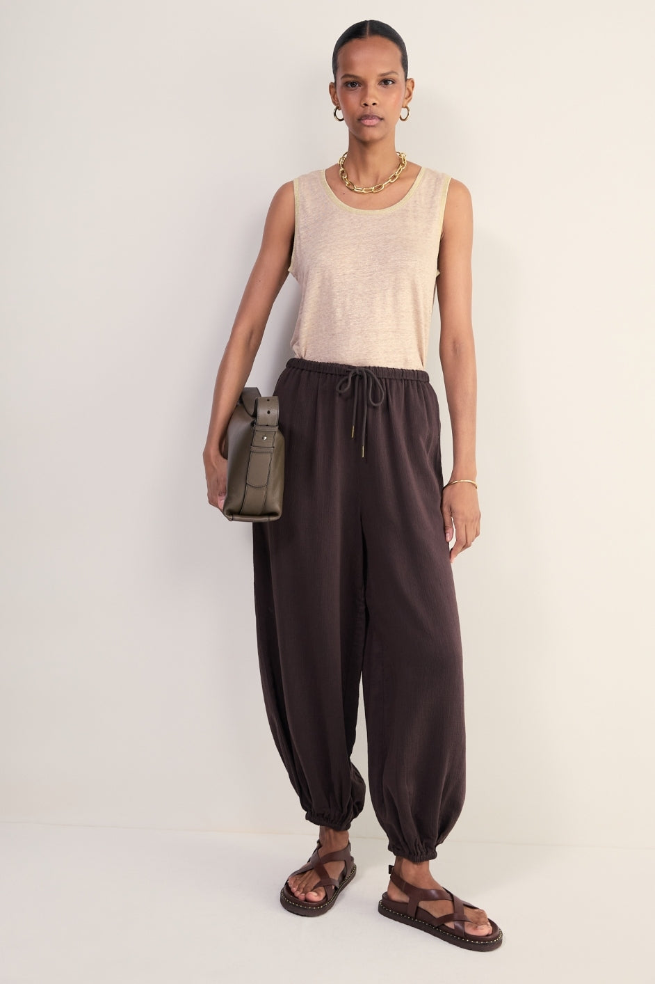 Lily Linen Tank - Oat Shimmer