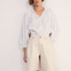 Lula Pleat Front Denim Long Short - Ecru