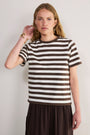 Marley Short Sleeve T-Shirt - Chocolate/Ivory Stripe