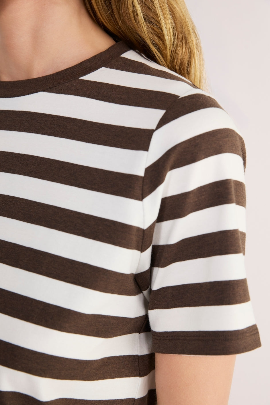 Marley Short Sleeve T-Shirt - Chocolate/Ivory Stripe